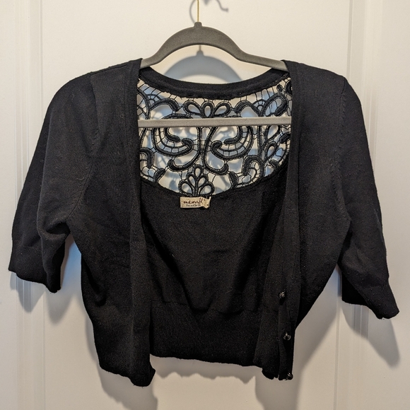 One World Black Cropped Cardigan Size S - Picture 2 of 5